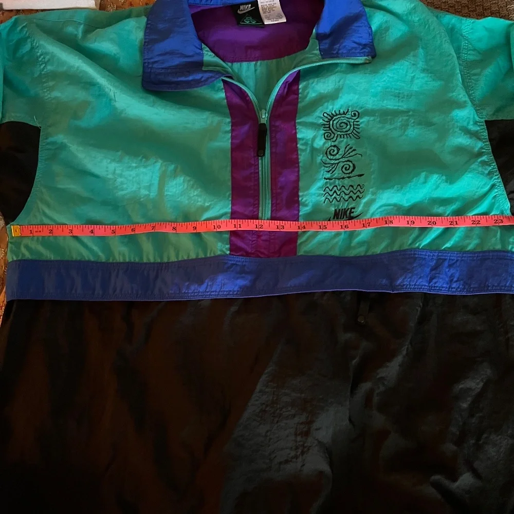 Vintage Adidas ACG Pullover Windbreaker Color: Turquoise Blue and Purple Size: L - Picture 12 of 14